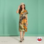 แตงโม (SUIKA) – เสื้อแตงโม เดรสผ้ายืดคอกลม พิมพ์ลายมัดย้อม( P.DO-008 )