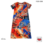 แตงโม (SUIKA) – เสื้อแตงโม เดรสผ้ายืดคอกลม พิมพ์ลายมัดย้อม( P.DO-008 )