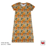 แตงโม (SUIKA) – เสื้อแตงโม เดรสผ้ายืดคอกลม พิมพ์ลายดอกชบา( P.DO-121 )