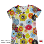 แตงโม (SUIKA) – เสื้อแตงโม เดรสผ้ายืดคอกลม พิมพ์ลายดอกไม้กราฟฟิค (P.DO-138)