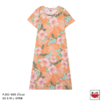 แตงโม (SUIKA) – เสื้อแตงโม เดรสผ้ายืดคอกลม พิมพ์ลายดอกชบา( P.DO-085 )