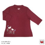 แตงโม (SUIKA) – เสื้อยืดคอวีแขนสามส่วน กระดุมหน้าสามเม็ด  ( E.V3-009 )