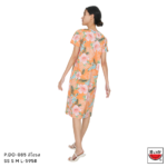 แตงโม (SUIKA) – เสื้อแตงโม เดรสผ้ายืดคอกลม พิมพ์ลายดอกชบา( P.DO-085 )