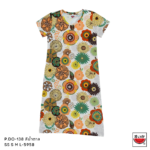 แตงโม (SUIKA) – เสื้อแตงโม เดรสผ้ายืดคอกลม พิมพ์ลายดอกไม้กราฟฟิค (P.DO-138)