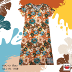 แตงโม (SUIKA) – เสื้อแตงโม เดรสผ้ายืดคอกลม พิมพ์ลายดอกไม้( P.DO-101 )