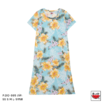 แตงโม (SUIKA) – เสื้อแตงโม เดรสผ้ายืดคอกลม พิมพ์ลายดอกชบา( P.DO-085 )