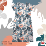 แตงโม (SUIKA) – เสื้อแตงโม เดรสผ้ายืดคอกลม พิมพ์ลายดอกไม้( P.DO-101 )