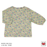 เสื้อแตงโม (SUIKA) – เสื้อผ้าป่านมัสลิน คอปาดกระดุมหลัง 3 เม็ด แขนสามส่วนปลายแขนจั๊ม  (M.CF3-130)