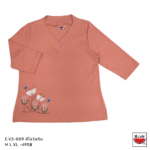 แตงโม (SUIKA) – เสื้อยืดคอวีแขนสามส่วน กระดุมหน้าสามเม็ด  ( E.V3-009 )