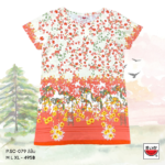 แตงโม (SUIKA) เสื้อแตงโมคอปาดตัวยาว มีกระเป๋าข้างลายลายนกฟรามิงโก้ (P.SC-079)