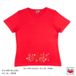 เสื้อแตงโม (SUIKA) – เสื้อยืดวีแขนสั้น ปักลายดอกไม้   (E.V-051)