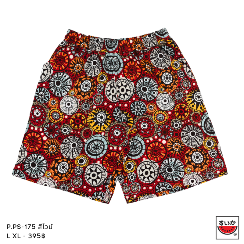 เสื้อแตงโม (SUIKA) - เสื้อแตงโม กางเกงเอวยางยืดขาสั้น พิมพ์ลายกราฟิก (P.PS-175)