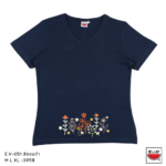 เสื้อแตงโม (SUIKA) – เสื้อยืดวีแขนสั้น ปักลายดอกไม้   (E.V-051)