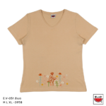 เสื้อแตงโม (SUIKA) – เสื้อยืดวีแขนสั้น ปักลายดอกไม้   (E.V-051)