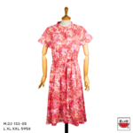 เสื้อแตงโม (SUIKA) – เดรสคอจีน แขนสั้น ผ้าป่านมัสลินผ่าหน้าตลอดพิมพ์ลายดอกไม้ (M.DJ-133)