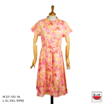 เสื้อแตงโม (SUIKA) – เดรสคอจีน แขนสั้น ผ้าป่านมัสลินผ่าหน้าตลอดพิมพ์ลายดอกไม้ (M.DJ-133)