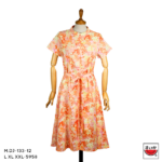 เสื้อแตงโม (SUIKA) – เดรสคอจีน แขนสั้น ผ้าป่านมัสลินผ่าหน้าตลอดพิมพ์ลายดอกไม้ (M.DJ-133)