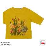 แตงโม (SUIKA) – เสื้อแตงโม คอปาดแขนสามส่วน ผ้าสลาฟ พิมพ์ลายดอกไม้ ( PL.C3 )