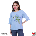 แตงโม (SUIKA) – เสื้อแตงโม คอปาดแขนสามส่วน ผ้าสลาฟ พิมพ์ลายดอกไม้ ( PL.C3 )