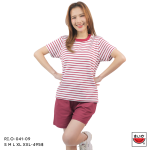 เสื้อแตงโม (SUIUKA)-เสื้อยืดแตงโมคอกลมแขนสั้น ผ้าคอตตอนอินเตอร์ล๊อค ลายริ้ว (RI.O-044)