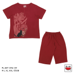 เสื้อแตงโม (SUIKA) –  เสื้อคอปาดแขนสั้นและกางเกงเอวยางยืดขาสามส่วน ผ้าฝ้าย (PL.SET)