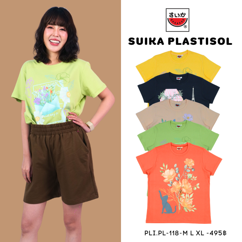 เสื้อแตงโม (SUIKA) -เสื้อยืดคอกลมแขนสั้น ลายพิมพ์ลายพาติชอล  (PLI.O-191 194 187)
