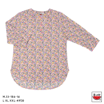 เสื้อแตงโม (SUIKA) – เสื้อผ้าป่านมัสลิน คอจีนเล็ก กระดุมหน้า 4 เม็ด แขนสามส่วน ลายดอกไม้ (M.J3-156)