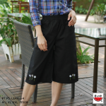 เสื้อแตงโม (SUIKA) – กางเกงขาบาน 4 ส่วน เอวยางยืด ผ้าลินินสแปนเด็กซ์ (PT.P5-LEAH )